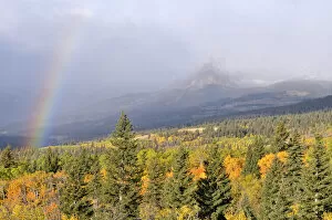 Rainbow, view from State Road 89 towards Glacier National Park, Montana, USA