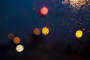 Vehicles Prints: Raindrops on a car window