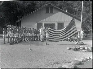Tuberculosis Prints: Raising American Flag at Tuberculosis Camp