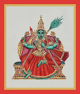 Album Prints: Rajarajesvari seated in lalitasana on a throne