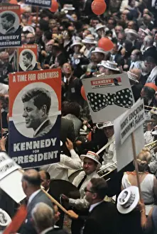 Rally Goers with Signs for John F. Kennedy