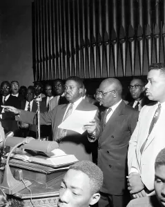 Baptist Prints: Ralph Abernathy Gesturing at Meeting