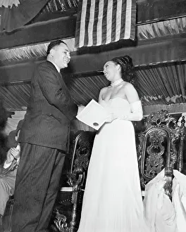 Presentation Prints: Ralph Bunche Gives Josephine Baker a Certificate