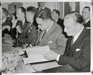 Rhode Island Prints: Ralph Bunche Signing the Armistice Agreement