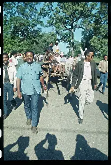 Alabama Prints: Ralph D. Abernathy Walking in Front of Wagon and Followers