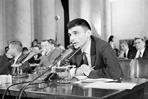 Ralph Nader with his Hands Folded at Senate Hearing