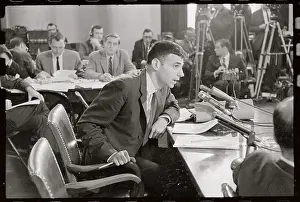 Ralph Nader Leaning in his Chair at Senate Meeting