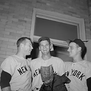 Ralph Terry with Baseball Greats Standing by Building