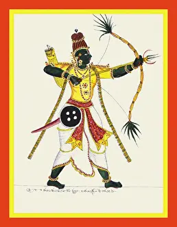 Rama Prints: Rama, poised to shoot his crescent tipped arrow