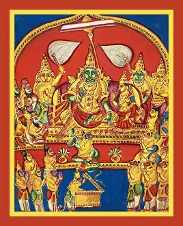 Rama Prints: Rama with a white chhattra (umbrella)