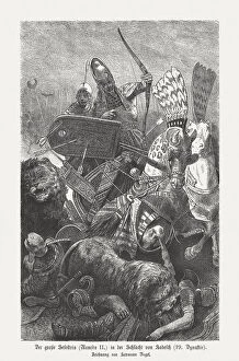 Images Dated 17th May 2017: Ramesses II, Battle of Kadesh in 1274 BC, published 1880