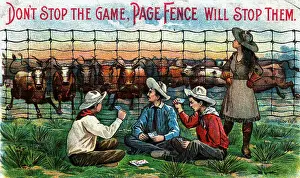 Ranch Prints: Ranchers Playing Cards In Front Of Fence