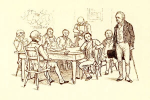 Images Dated 26th August 2010: Randolph Caldecott illustration: old man meeting Parish Board of Guardians