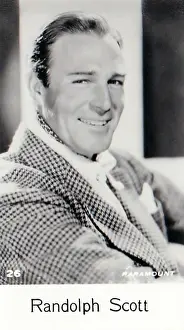 Randolph Scott, Film Stars series, collectible C T Bridgewater cigarette card, 1940