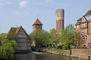 Images Dated 22nd April 2014: Ratsmuhle mill, water tower, Luneburg, Lower Saxony, Germany