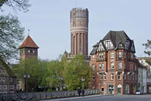 Images Dated 22nd April 2014: Ratsmuhle mill, water tower, Luneburg, Lower Saxony, Germany