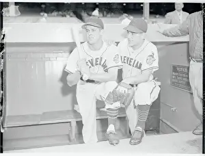 Eagerness Prints: Ray Boone with Lou Boudreau in Dugout