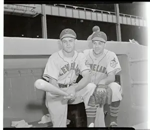 Ray Boone and Lou Boudreau Posing in Dugout
