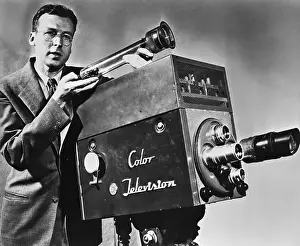 Tube Prints: RCA Engineer Displaying Color TV Camera Tube