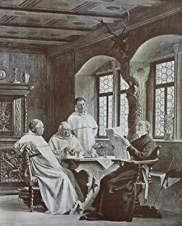 Images Dated 20th December 2019: Reading the Newspaper by the Monks in the Monastery, 1888, Austria, Historical