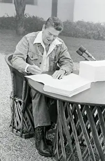 Santa Barbara Prints: Reagan Signing Economic Recovery Program