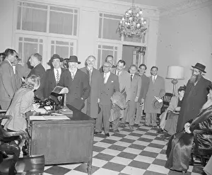Consulate Prints: Receptionist Attending To Line Of People
