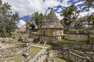 Images Dated 29th June 2012: Reconstructed house of the Chachapoya Andean people, Kuelap, Peru, South America