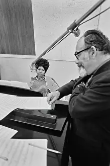 Huty25953 Prints: Recording of Aretha Franklin's Album This Girl's in Love with You At Atlantic Studios