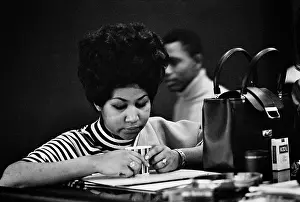 Huty25953 Prints: Recording of Aretha Franklin's Album This Girl's in Love with You At Atlantic Studios