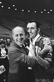 Red Auerbach Hugging Bob Cousy