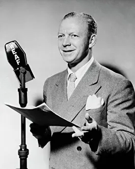 Script Prints: Red Barber Before Radio Microphone