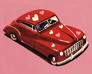 Prints of Red Car Valentine Day Print Prints: Red Car