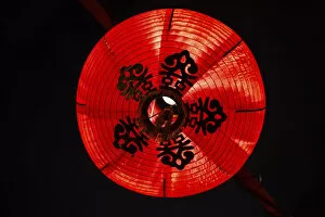 Images Dated 30th November 2012: Red Chinese paper lantern with ornaments