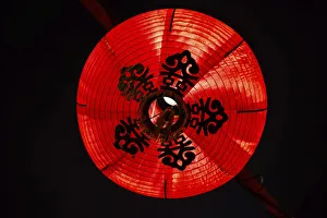 Images Dated 30th November 2012: Red Chinese paper lantern with ornaments