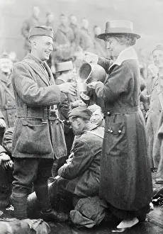 Kindness Prints: Red Cross Pouring Drink for Soldier
