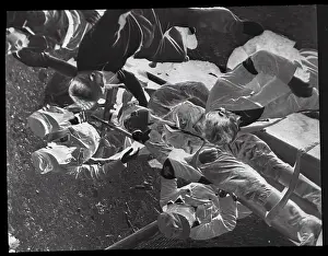 Stuttgart Prints: Red Cross Workers Carrying Dennis Lashmar on a Stretcher