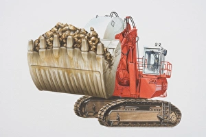 Images Dated 13th June 2006: Red mining shovel with bucket full of earth