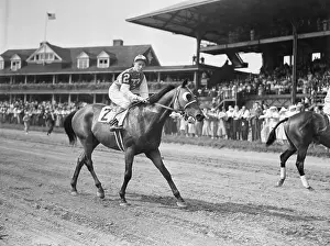 Jockey Prints: Red Pollard on Winning Horse Seabiscuit