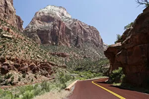 Red Road in the mountains of Zion National Park, Utah, USA