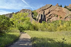 Red sandstone formation, Fountain Valley Trail, Boxborough State Park, Denver, Colorado, United States