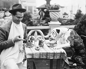 Dining Prints: Red Skelton Dining with a Dog