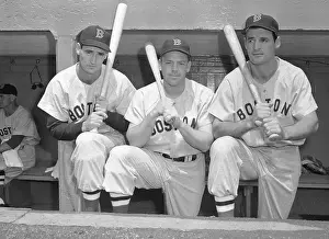 Red Sox Players Standing in Dugout