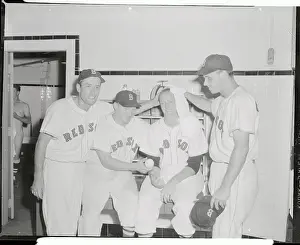 Red Sox Teammates Posing After Victory