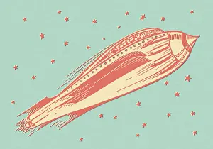 Mascot Prints: Red Spaceship Rocket
