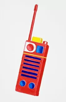 Red walkie talkie with colourful buttons