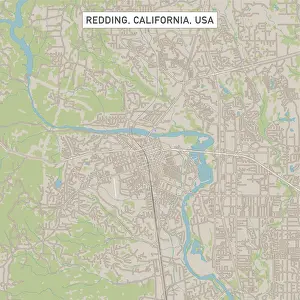 Redding California US City Street Map