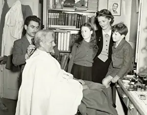 Dressing Room Prints: Redgrave Family Watching Makeup Artist at Work