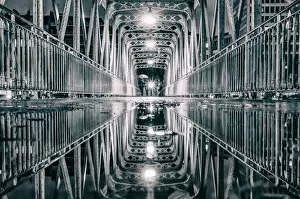 Artistic and Creative Abstract Architecture Art Gallery: Reflection on the bridge of the port of Arsenal