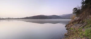 Images Dated 10th August 2009: Reflection of hills in still lake water with shore in foreground, Pongola, Kwazulu-Natal