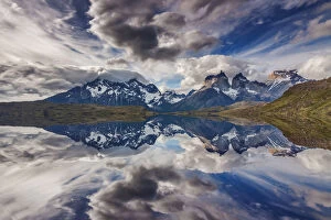 Images Dated 7th November 2015: Reflection in Lake Pehoe, Torres del Paine, Chile